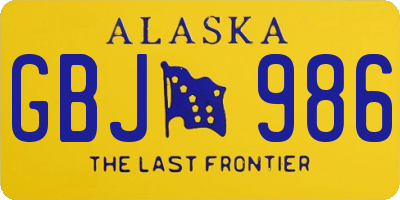 AK license plate GBJ986