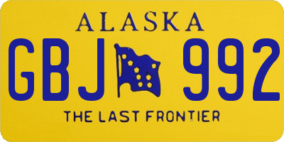 AK license plate GBJ992