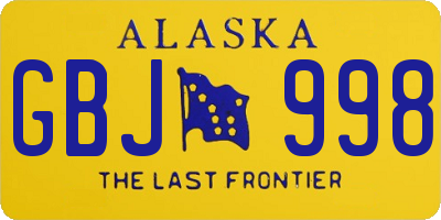 AK license plate GBJ998