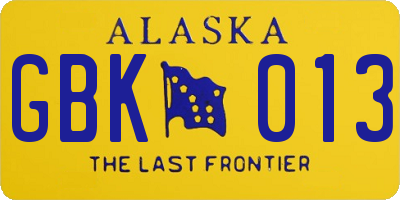 AK license plate GBK013
