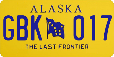 AK license plate GBK017