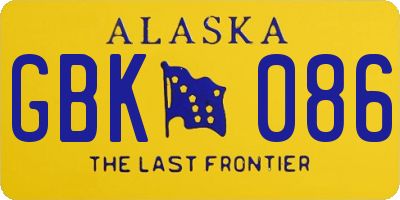 AK license plate GBK086