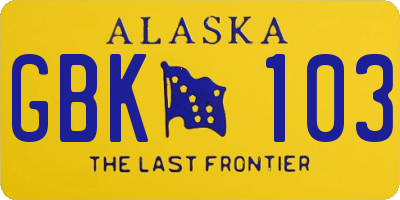 AK license plate GBK103