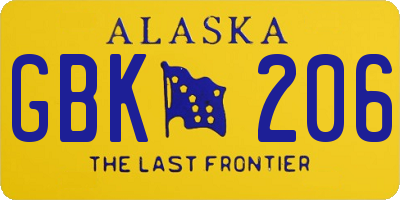 AK license plate GBK206