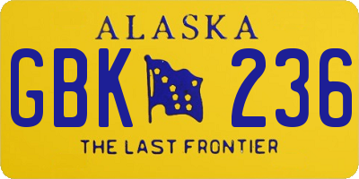 AK license plate GBK236