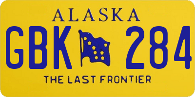 AK license plate GBK284