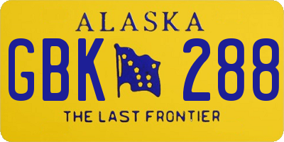 AK license plate GBK288