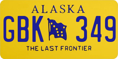 AK license plate GBK349