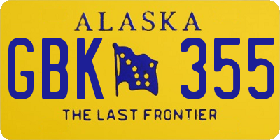 AK license plate GBK355