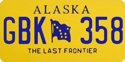 AK license plate GBK358