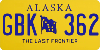 AK license plate GBK362