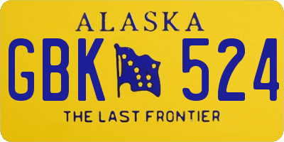 AK license plate GBK524