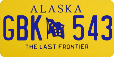 AK license plate GBK543