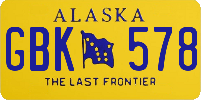 AK license plate GBK578
