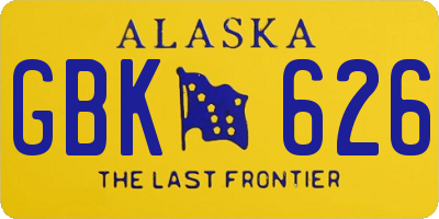 AK license plate GBK626