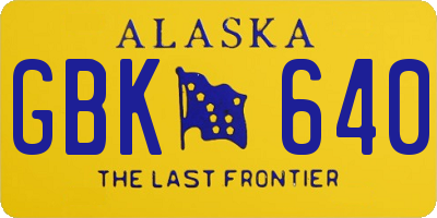 AK license plate GBK640