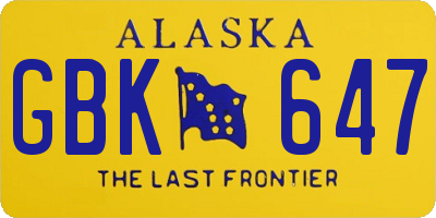 AK license plate GBK647