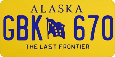 AK license plate GBK670