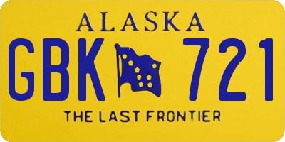 AK license plate GBK721
