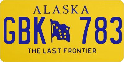 AK license plate GBK783