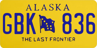 AK license plate GBK836