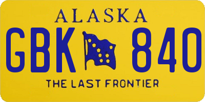 AK license plate GBK840