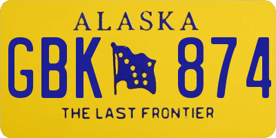 AK license plate GBK874