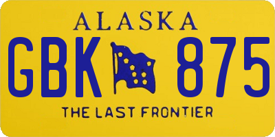AK license plate GBK875