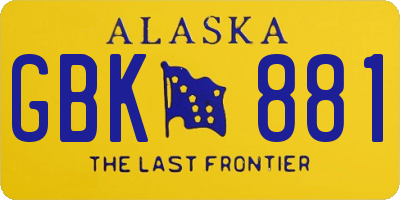 AK license plate GBK881