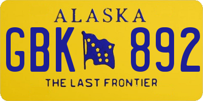 AK license plate GBK892