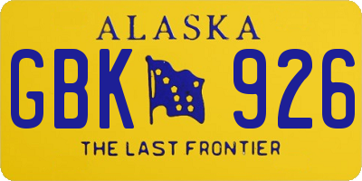 AK license plate GBK926