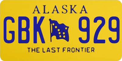 AK license plate GBK929