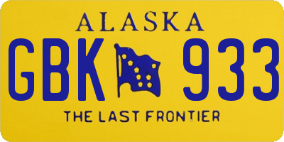 AK license plate GBK933