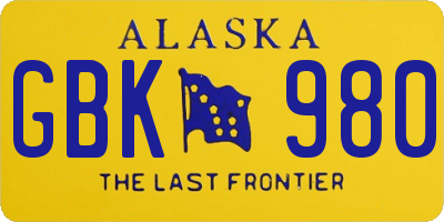 AK license plate GBK980