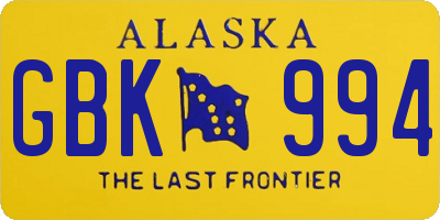 AK license plate GBK994