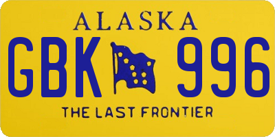 AK license plate GBK996