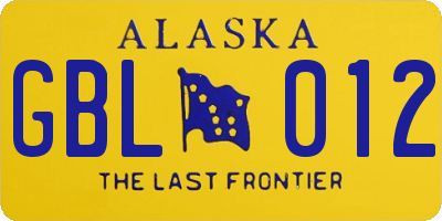 AK license plate GBL012