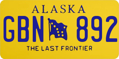 AK license plate GBN892