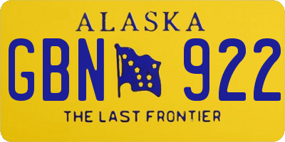 AK license plate GBN922