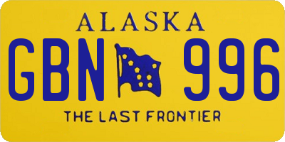 AK license plate GBN996