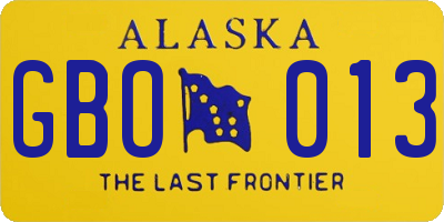 AK license plate GBO013
