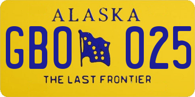 AK license plate GBO025