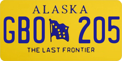 AK license plate GBO205