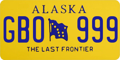 AK license plate GBO999