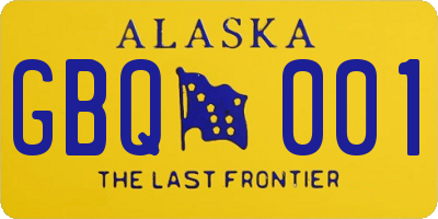 AK license plate GBQ001