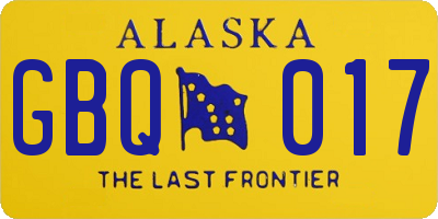 AK license plate GBQ017