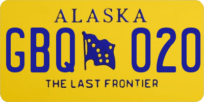 AK license plate GBQ020
