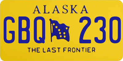 AK license plate GBQ230