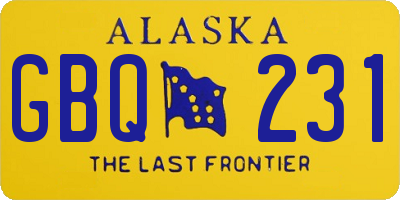 AK license plate GBQ231