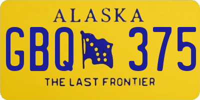 AK license plate GBQ375